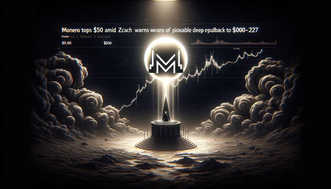 Monero tops $500 amid Zcash turmoil; fractal warns of possible deep pullback to $200-$270.