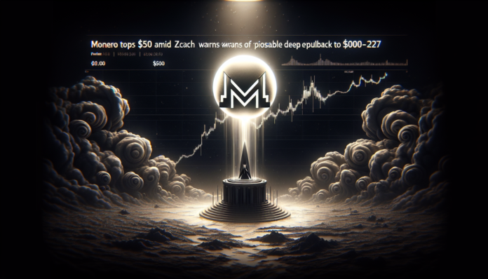 Monero tops $500 amid Zcash turmoil; fractal warns of possible deep pullback to $200-$270.