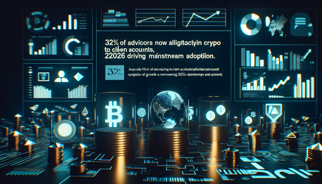 32% of advisors now allocating crypto to client accounts, driving 2026 mainstream adoption