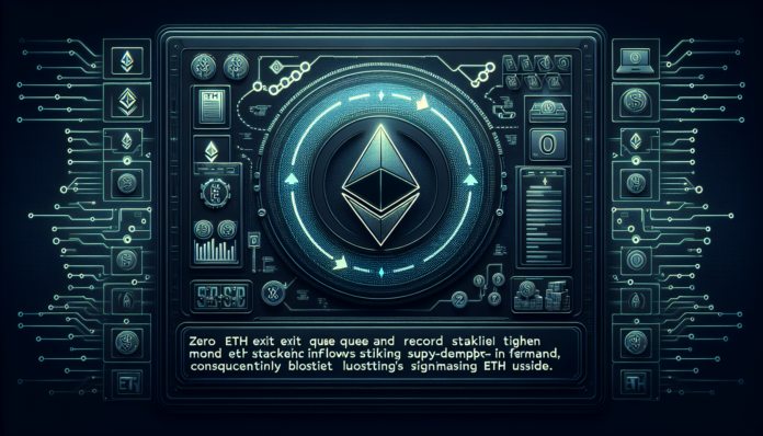 Zero ETH exit queue and record staking inflows tighten supply-demand, boosting ETH upside.
