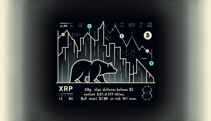 XRP slips below $2 despite $1.28B ETF inflows; bulls must defend $1.80 or risk $1.61 now..
