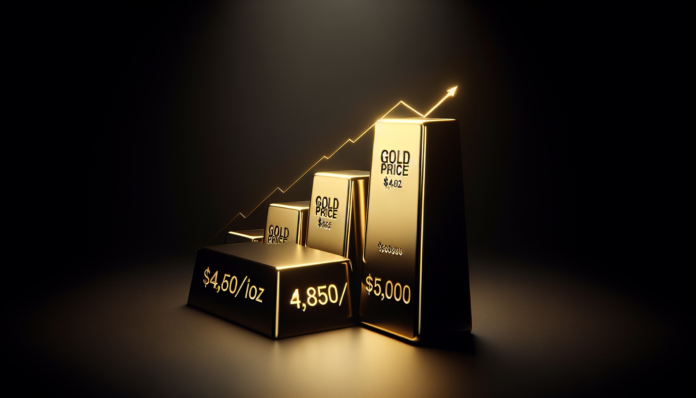 Gold surges to $4,850/oz, breaks records — analysts say $5,000 target to hit by week’s end