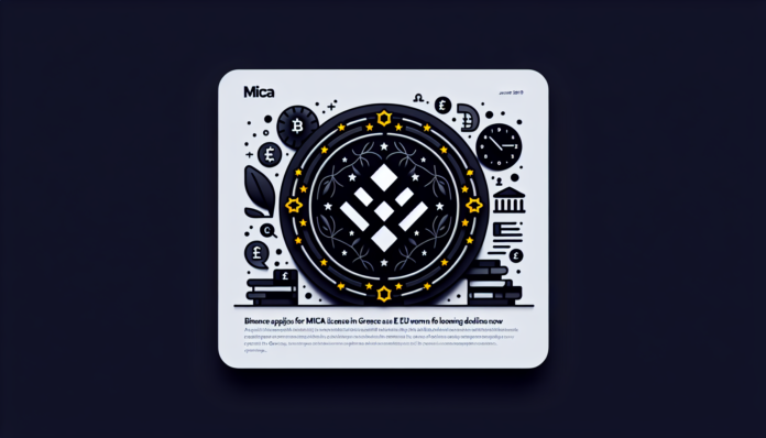 Binance applies for MiCA licence in Greece as EU regulators warn of looming deadlines now.