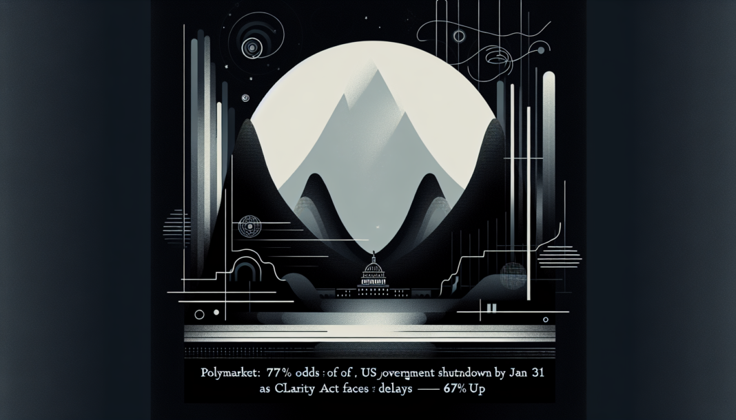 Polymarket: 77% odds of US government shutdown by Jan 31 as CLARITY Act faces delays —67% up