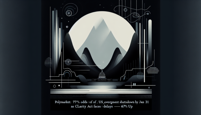 Polymarket: 77% odds of US government shutdown by Jan 31 as CLARITY Act faces delays —67% up