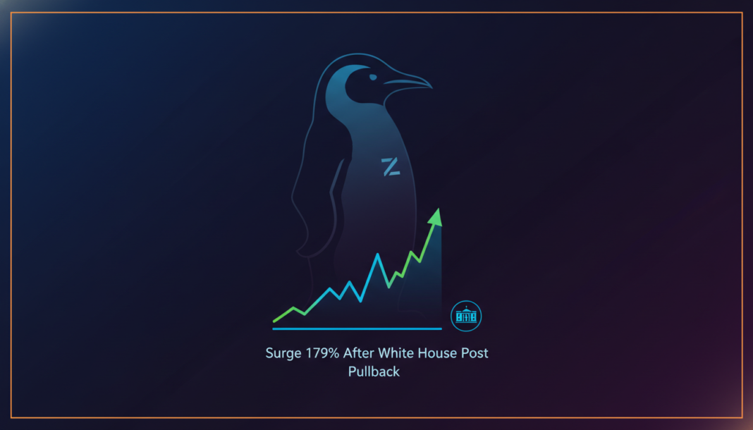 Nietzschean Penguin Memecoin Surges 179% After White House Post; Facing Pullback