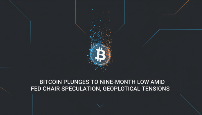Bitcoin Plunges to Nine-Month Low Amid Fed Chair Speculation, Geopolitical Tensions