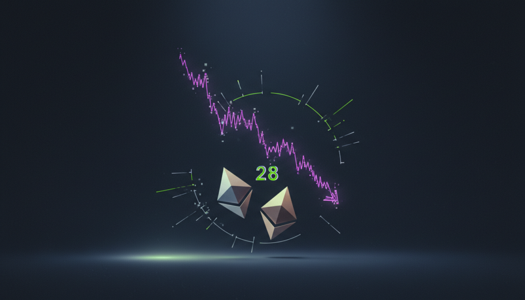 Crypto Fear Index Hits 28 as Bitcoin, Ethereum Slide