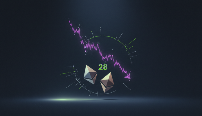 Crypto Fear Index Hits 28 as Bitcoin, Ethereum Slide