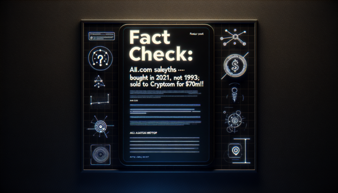 Fact check: AI.com sale myths — bought in 2021, not in 1993; sold to Crypto.com for $70M!!