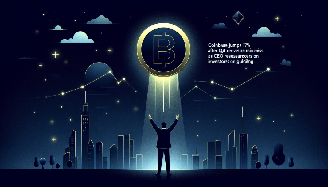 Coinbase jumps 17% after Q4 revenue miss as CEO Armstrong reassures investors on guidance.