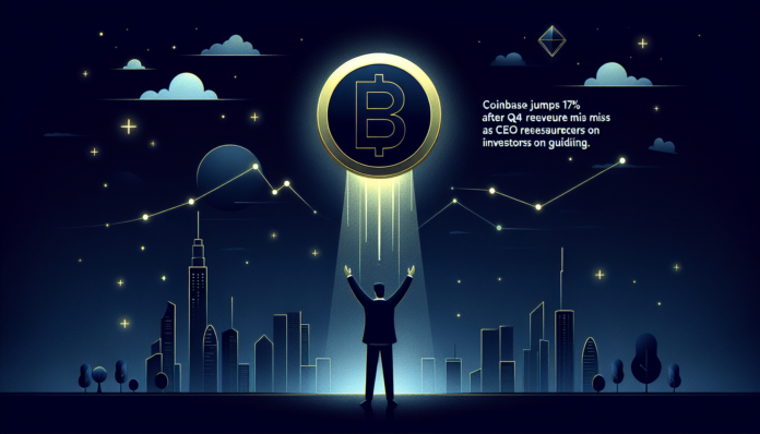 Coinbase jumps 17% after Q4 revenue miss as CEO Armstrong reassures investors on guidance.