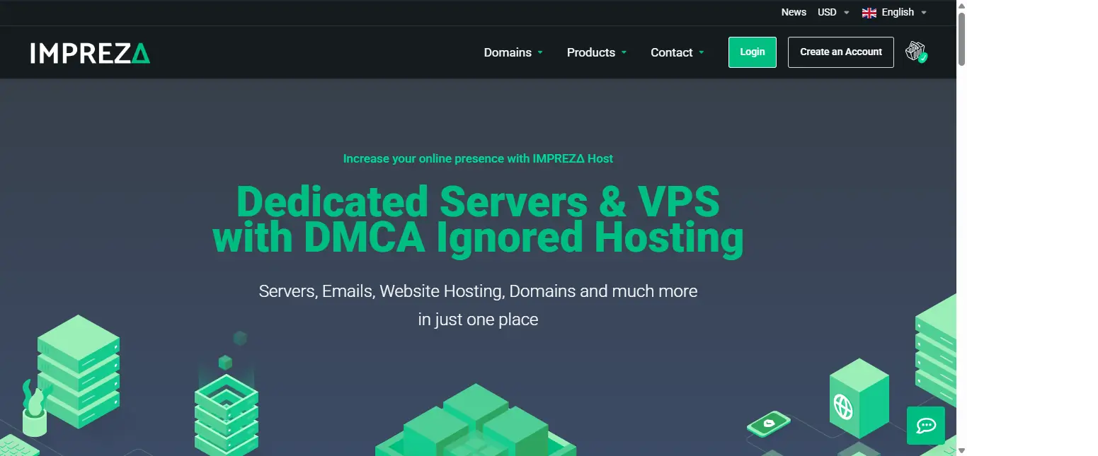 Impreza Host Offshore Hosting Homepage Screenshot