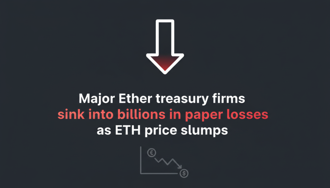 Major Ether treasury firms sink into billions in paper losses as ETH price slumps