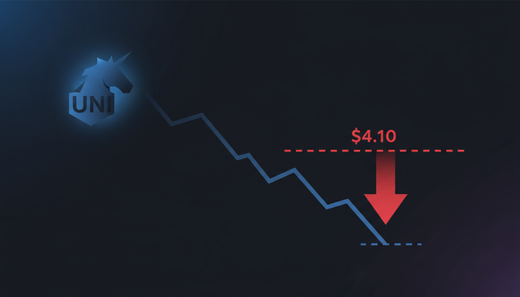 Uniswap (UNI) Breaks Critical $4.10 Support, Risking 45% Further Drop