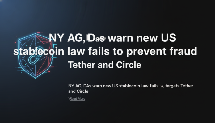 NY AG, DAs warn new US stablecoin law fails to prevent fraud, targets Tether and Circle.
