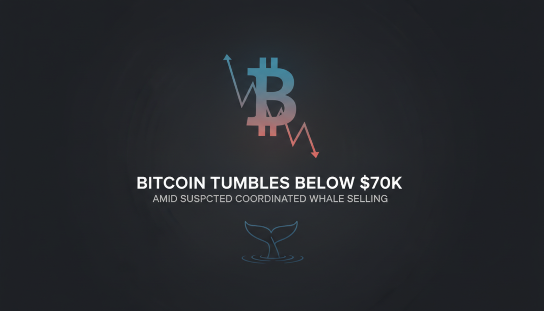 Bitcoin Tumbles Below $70K Amid Suspected Coordinated Whale Selling