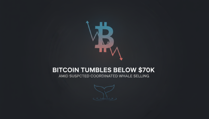 Bitcoin Tumbles Below $70K Amid Suspected Coordinated Whale Selling
