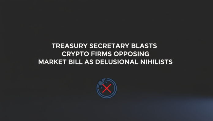 Treasury Secretary Blasts Crypto Firms Opposing Market Bill as Delusional Nihilists