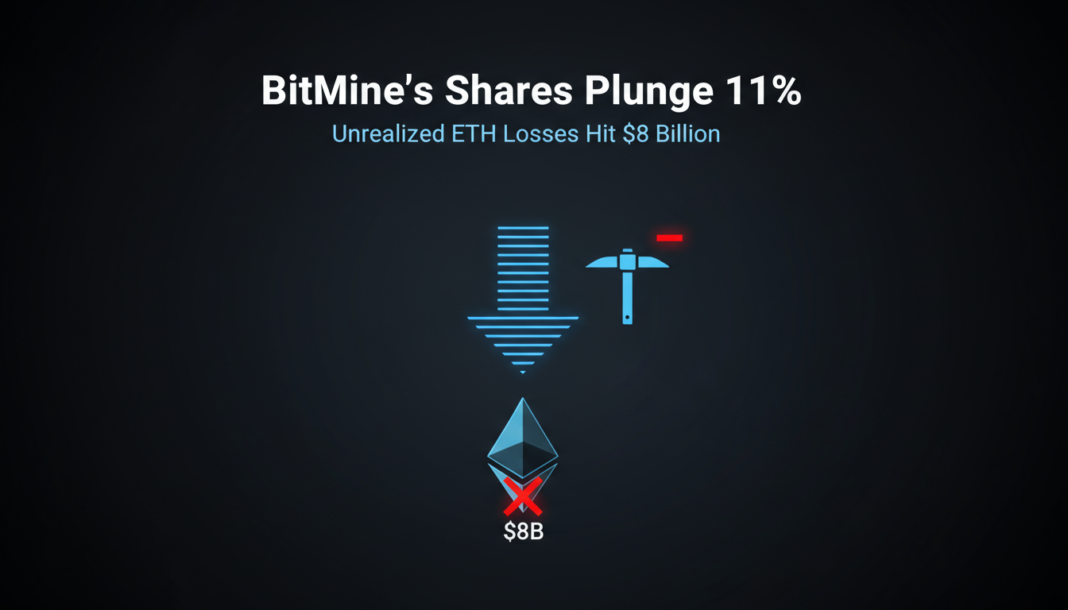 BitMine’s Shares Plunge 11%, Unrealized ETH Losses Hit $8 Billion