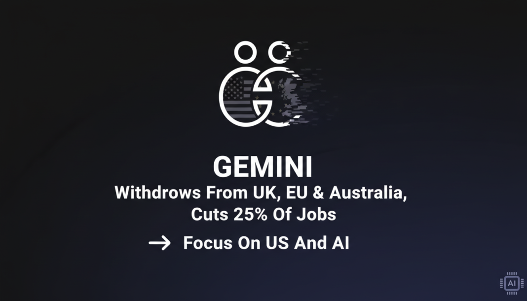 Gemini Withdraws From UK, EU & Australia, Cuts 25% Of Jobs To Focus On US And AI
