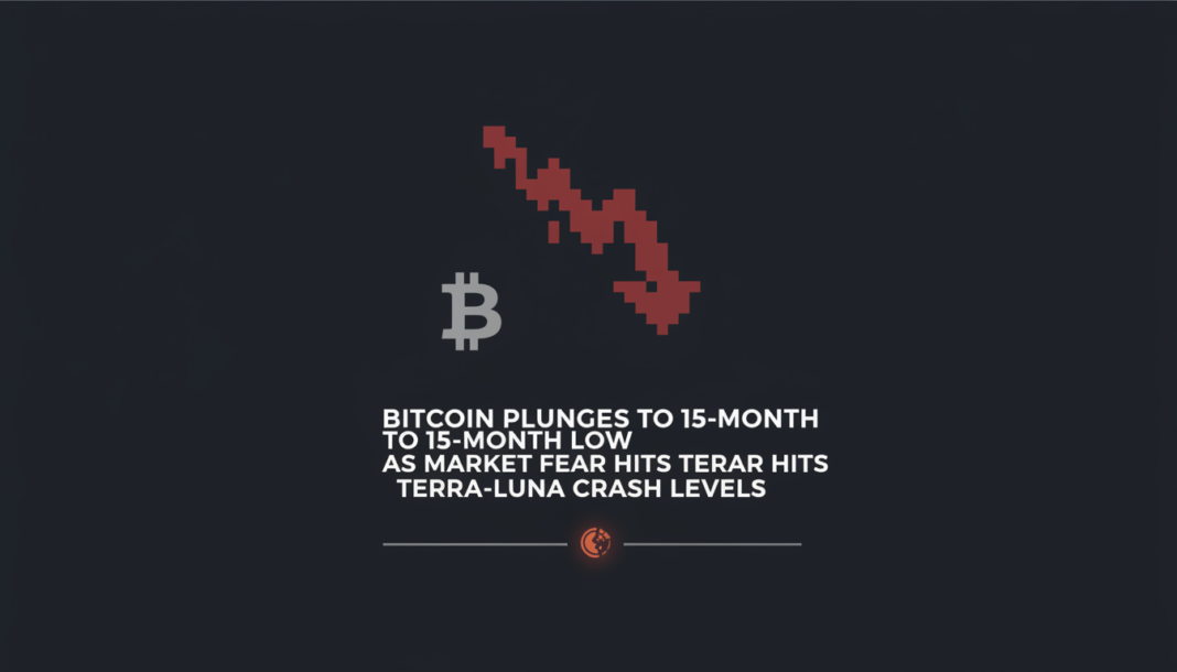 Bitcoin Plunges to 15-Month Low as Market Fear Hits Terra-Luna Crash Levels