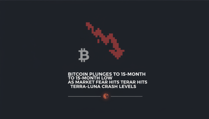 Bitcoin Plunges to 15-Month Low as Market Fear Hits Terra-Luna Crash Levels