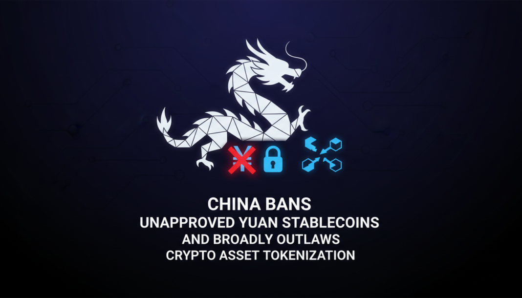 China Bans Unapproved Yuan Stablecoins and Broadly Outlaws Crypto Asset Tokenization