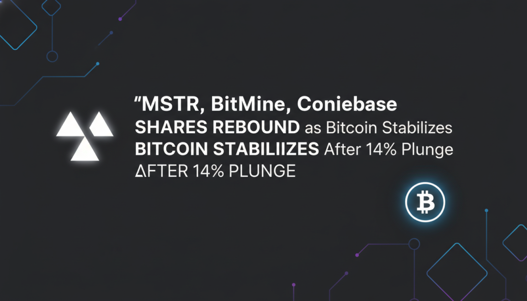 MSTR, BitMine, Coinbase Shares Rebound as Bitcoin Stabilizes After 14% Plunge