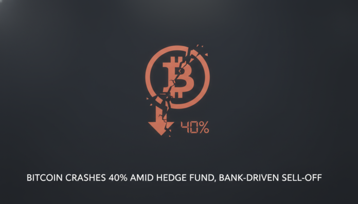 Bitcoin Crashes 40% Amid Hedge Fund, Bank-Driven Sell-Off