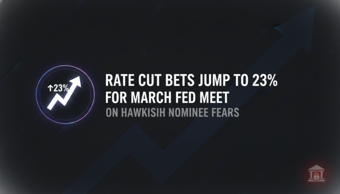 Rate Cut Bets Jump to 23% for March Fed Meet on Hawkish Nominee Fears