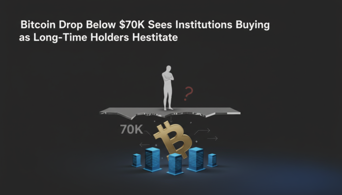 Bitcoin Drop Below $70K Sees Institutions Buying as Long-Time Holders Hesitate