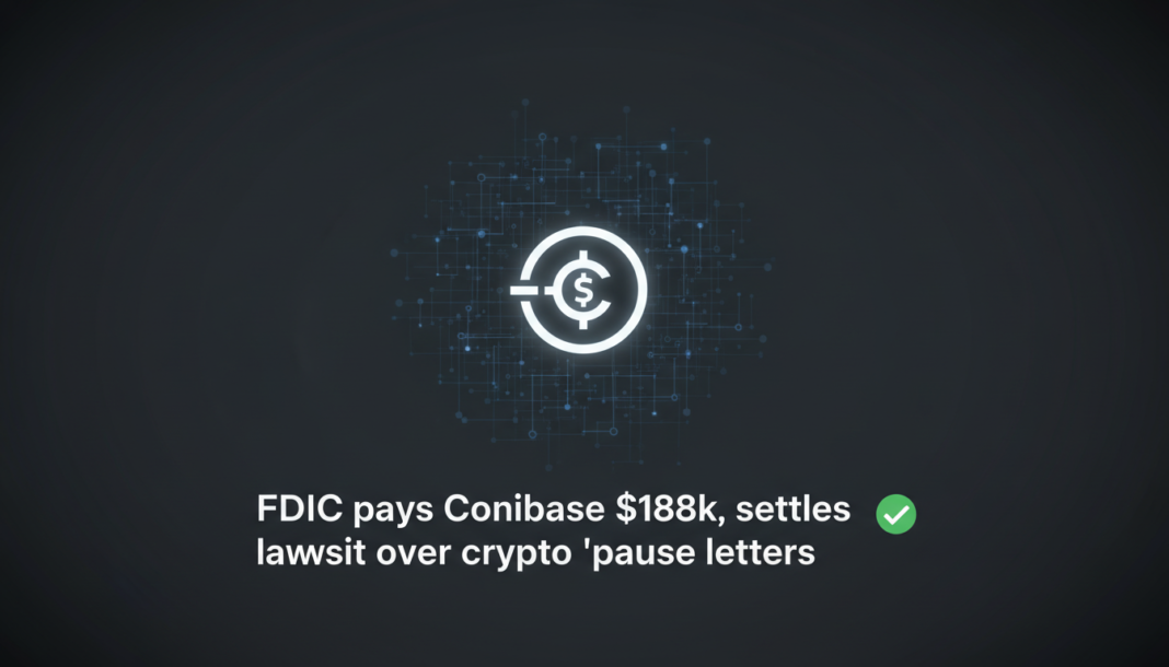 FDIC pays Coinbase $188k, settles lawsuit over crypto 'pause letters'