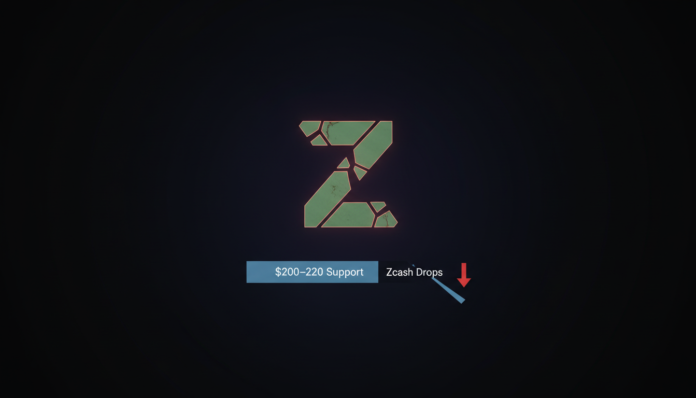 Zcash Drops 2.58%, Breaks $230 as Key $200-$220 Support Tested