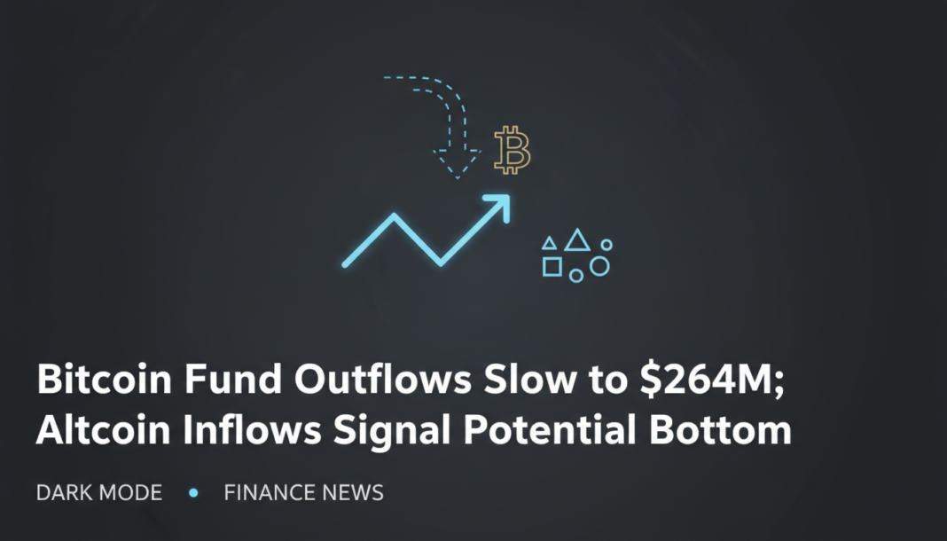 Bitcoin Fund Outflows Slow to $264M; Altcoin Inflows Signal Potential Bottom