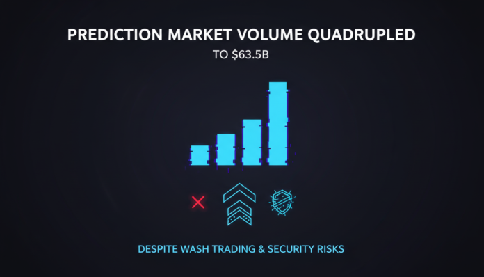 Prediction Market Volume Quadrupled to $63.5B Despite Wash Trading & Security Risks