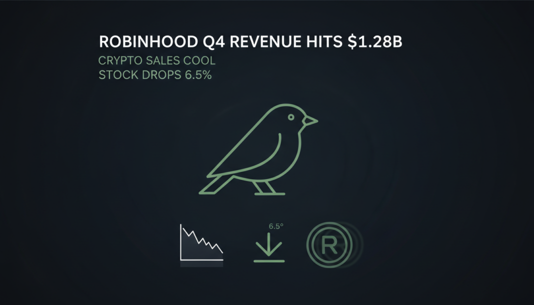 Robinhood Q4 Revenue Hits $1.28B as Crypto Sales Cool, Stock Drops 6.5%