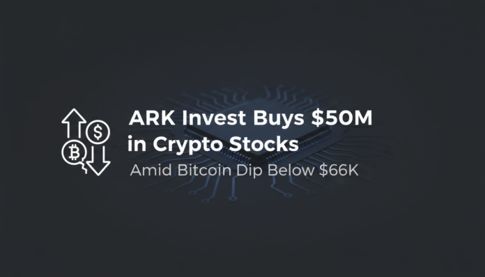 ARK Invest Buys $50M in Crypto Stocks Amid Bitcoin Dip Below $66K