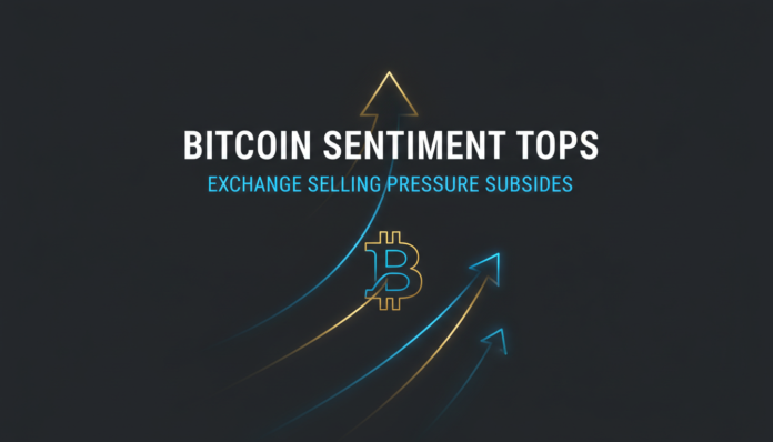 Bitcoin Sentiment Tops as Exchange Selling Pressure Subsides