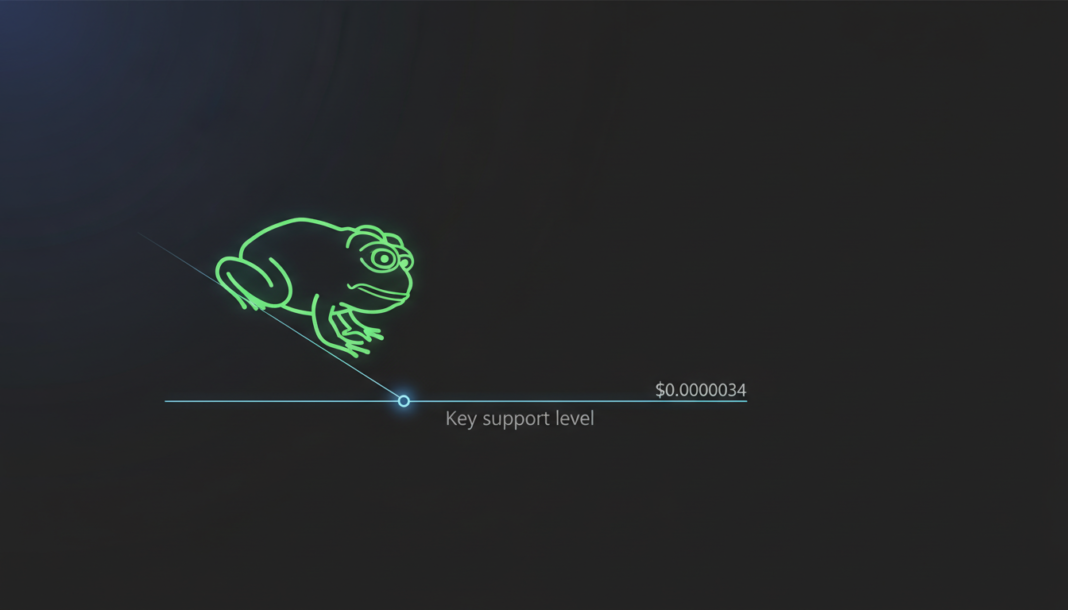 PEPE Slides to Key Support as Meme Coin Tests $0.0000034 Level