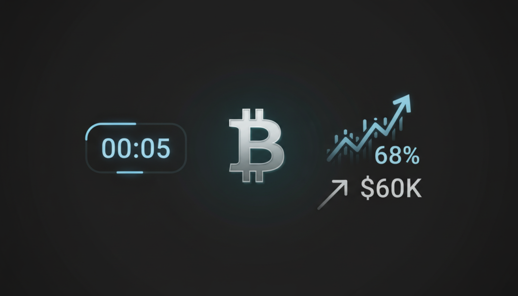 Polymarket Launches 5-Minute Bitcoin Trading, 68% See $60K Next