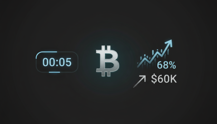 Polymarket Launches 5-Minute Bitcoin Trading, 68% See $60K Next
