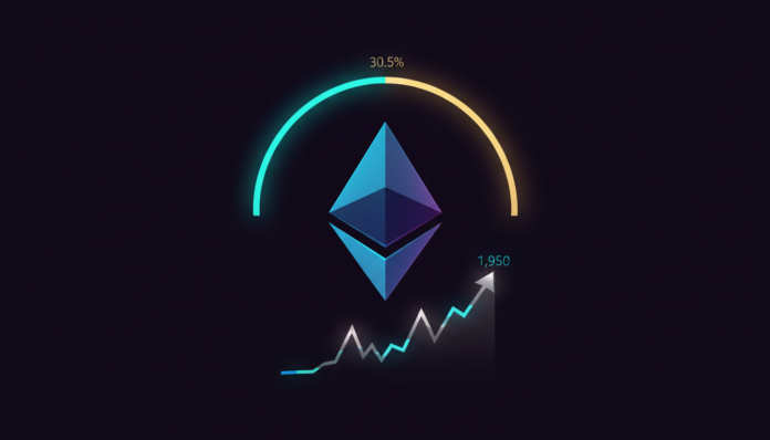 Record 30.5% of Ethereum Supply Staked as Price Nears $1,950