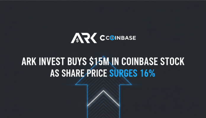 ARK Invest Buys $15M in Coinbase Stock as Share Price Surges 16%