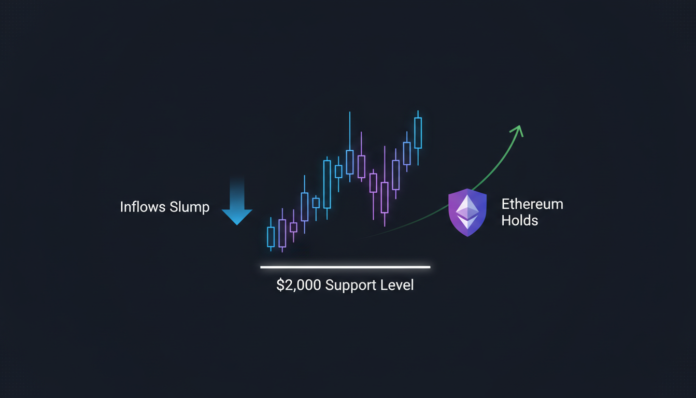 U.S. Spot ETH ETF Inflows Slump as Ethereum Holds at Key $2,000 Support Level
