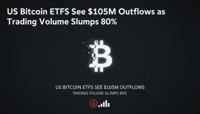US Bitcoin ETFs See $105M Outflows as Trading Volume Slumps 80%