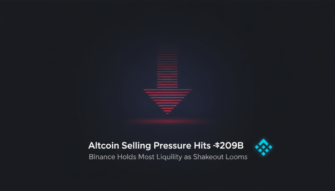Altcoin Selling Pressure Hits -$209B, Binance Holds Most Liquidity as Shakeout Looms