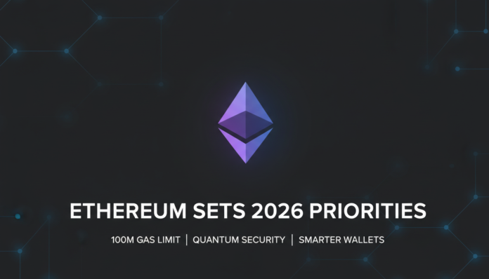 Ethereum Sets 2026 Priorities: 100M Gas Limit, Quantum Security, Smarter Wallets