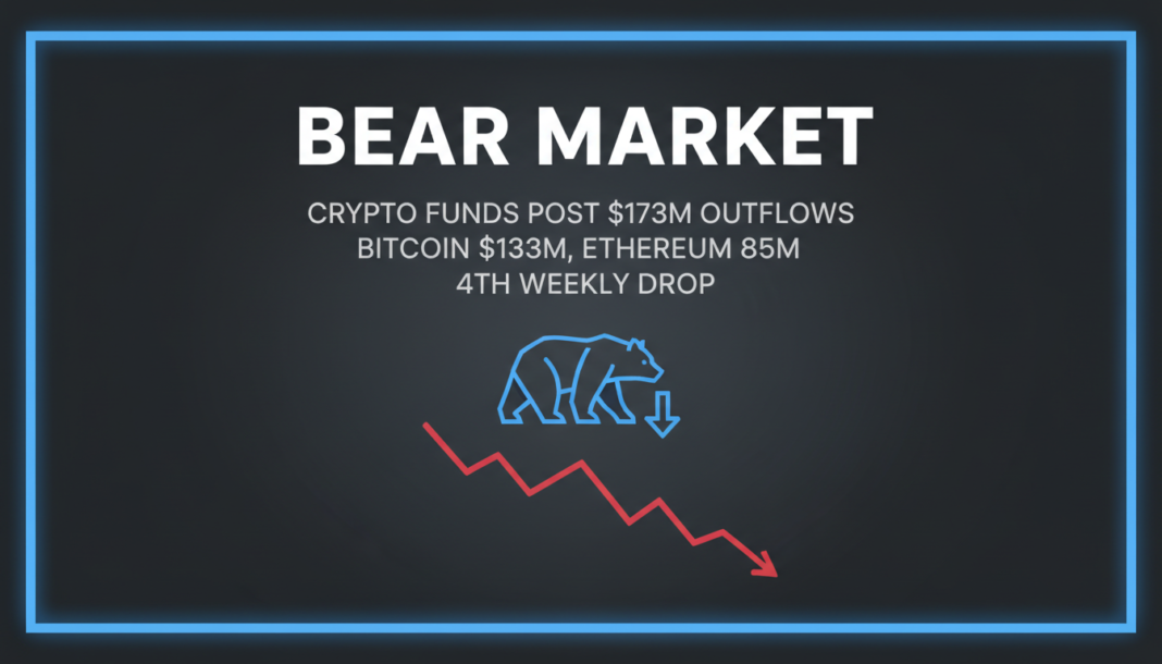 Bear Market: Crypto Funds Post $173M Outflows, Bitcoin $133M, Ethereum $85M; 4th Weekly Drop