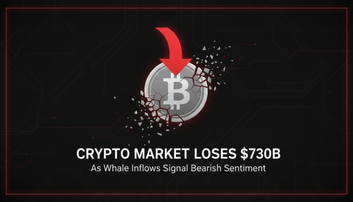 Crypto Market Loses $730B As Whale Inflows Signal Bearish Sentiment